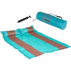 Outsunny - Matelas de camping 2 places autogonflant avec oreillers et sac de transport turquoise marron