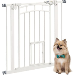 Pawhut - Barrière de sécurité pour chien - barrière à pression ajustable - double système de verrouillage - acier blanc