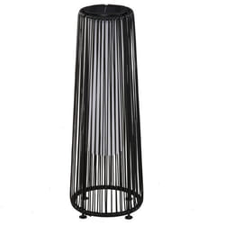 Lampadaire LED de jardin Outsunny style colonial dim. Ø 215 x 61H cm résine tressée filaire noir