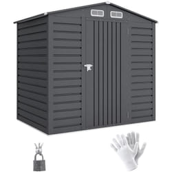 Outsunny - Abri de jardin cabanon dim. 190L x 131l x 188H cm porte verrouillable ventilations tôle acier ondulé gris