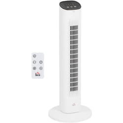 Homcom - Ventilateur colonne oscillant 50W avec télécommande - 3 vitesses, timer, affichage led - blanc