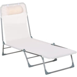 Bain de soleil transat pliable dossier réglable 5 positions acier teslin crème