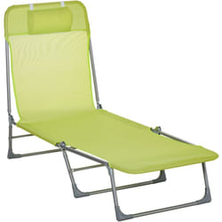 Bain de soleil transat pliable dossier réglable 5 positions acier teslin vert