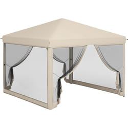 Outsunny - Tonnelle barnum pliant pop-up dim. 3L x 3l x 2,65H m 4 moustiquaires sac transport noir beige