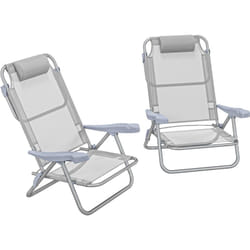 Outsunny - Lot de 2 chaises de jardin camping plage pliables tétière dossier inclinable 6 niv. alu. teslin bleu turquoise