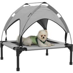 Pawhut - Lit chien sur pied avec voile ombrage - sac de transport - gris