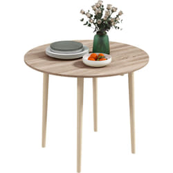 Table ronde de salle à manger cuisine pliable 2 abattants ø 89 cm bois de pin aspect chêne clair