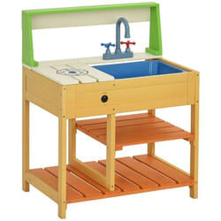 Cuisine extérieure - Outsunny - jeu dimiation - avec étagères évier et robinet - convient aux enfants de 3 à 8 ans - multicolore