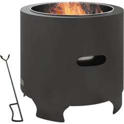 Outsunny - Brasero extérieur portable avec tisonnier - ø 45 cm - acier inox métal noir