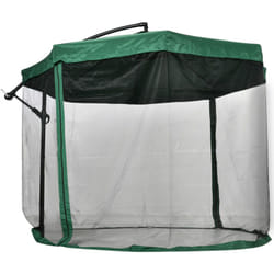Parasol déporté octogonal inclinable pivotant manivelle moustiquaire pied acier ø 2,95 x 2,42H m vert