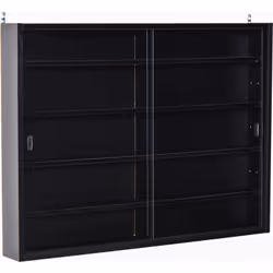 Cette vitrine murale noir et blanc est un meuble moderne, conçu pour les collectionneurs de figurines ou miniatures. Equipée  ...