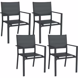 Ce joli lot de 4 chaises de jardin sublimera votre extérieur avec le revêtement en textilène. Doté d'assise profonde et de do ...