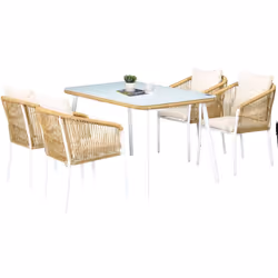 Transformez votre jardin en une oasis de repas chic avec l'ensemble salon de jardin en rotin cinq pièces Outsunny. Cet ensemb ...
