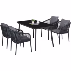Transformez votre jardin en une oasis de repas chic avec l'ensemble salon de jardin en rotin cinq pièces Outsunny. Cet ensemb ...