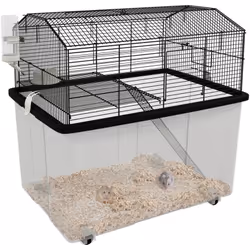 Découvrez la joie d'un animal de compagnie heureux et actif avec la cage pour hamster PawHut, une délicieuse maison dotée d'u ...