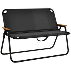 Chaise pliante dextérieur Outsunny 2 places chaise de camping tissu en maille cadre en acier dim. 108L x 65l x 73H cm noir