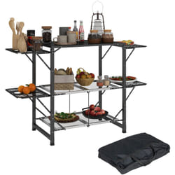 Outsunny - Rangement cuisine de camping pliable 2 étagères 4 tablettes plateau sac acier alu