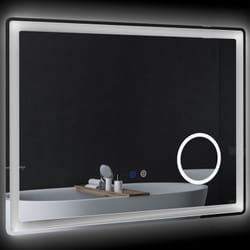 Miroir lumineux led salle de bain dim. 80L x 60H cm anti-buée grossissant x3 réglable fonction mémoire