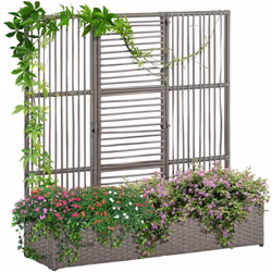 Cette splendide jardinière avec treillis haut en résine tressée aspect rotin vous permettra de faire vos plantations de fleur ...