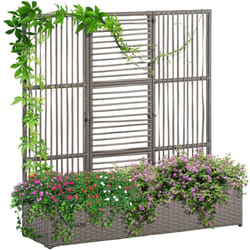 Outsunny - Jardinière avec treillis haut dim. 103L x 29l x 103H cm résine tressée pe aspect rotin gris