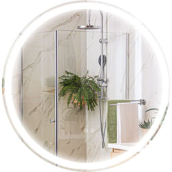 Miroir rond lumineux led de salle de bain 29 w ø 60 cm tactile antibuée blanc argent