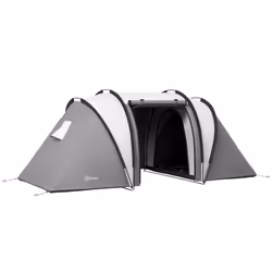 Tente de camping familiale Outsunny 4-5 personnes avec 2 chambres 3 fenêtre sac de transport étanche dim. 450L x 220l x 180H  ...