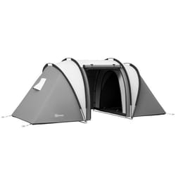 Tente de camping familiale Outsunny 4-5 personnes avec 2 chambres 3 fenêtre sac de transport étanche dim. 450L x 220l x 180H cm