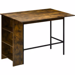 Homcom - Table de bar extensible design industriel - 3 étagères intégrées - châssis métal noir aspect bois vieilli