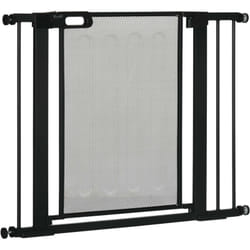 Barrière de sécurité animaux - longueur réglable dim. 75-103 cm - porte double verrouillage, ouverture double sens -sans perçage - acier abs noir