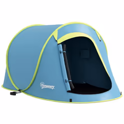 Tente de camping Outsunny 2-3 personnes étanche 2000 mm avec sac de transport pour la randonnée 245x148x105 cm Bleu