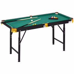 Table de billard SPORTNOW pliable hauteur réglable avec accessoires 2 queues 16 boules 2 craies triangle brosse vert