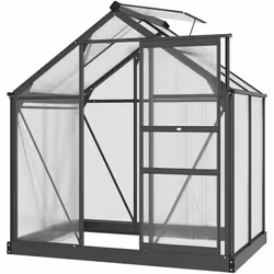 Cette magnifique serre de jardin en aluminium et polycarbonate à paroi doublée alvéolée (fondation incluse !) vous permettra  ...