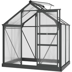 Outsunny - Serre de jardin aluminium polycarbonate 2,51 m² dim. 1,9L x 1,32l x 2,01H m lucarne, porte coulissante + fondation incluse alu. gris