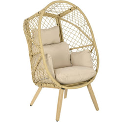 Outsunny - Fauteuil de jardin cocon sur pied dim. 88L x 85l x 143H cm avec coussins