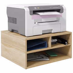 Organiseur bureau HOMCOM  aspect bois avec 3 compartiments fournitures support dimprimante dim. 47L x 40l x 225H cm