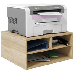 Organiseur bureau HOMCOM  aspect bois avec 3 compartiments fournitures support dimprimante dim. 47L x 40l x 225H cm