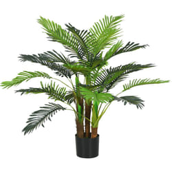 Homcom - Palmier artificiel H.1 m arbre artificiel tronc branches lichen feuilles grand réalisme pot inclus