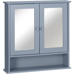 Homcom - Armoire murale étagère salle de bain 56L x 13l x 58H cm double porte miroir étagère réglable mdf gris
