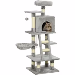 Instrument de jeu idéal pour les chats, cet arbre à chat multi-équipements doté de nombreuses plateformes, griffoirs, grattoi ...