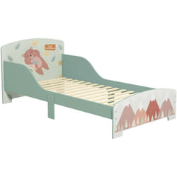 Lit pour enfant 3-6 ans design mountain adventure - sommier à lattes inclus - barrières de sécurité - vert