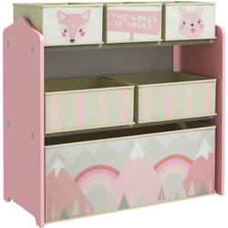 Zonekiz - tagère de rangement enfant design mountain adventure - 6 tiroirs - mdf tissu non tissé - rose