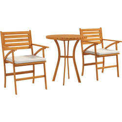 Outsunny - Ensemble bistro de jardin 2 places 3 pièces coussins déhoussables bois de pin verni