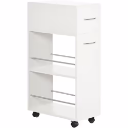 Optimisez l'espace de votre cuisine avec le chariot à roulettes HOMCOM. Compact et simple, il s'intègre facilement dans n'imp ...