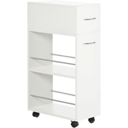 Homcom - Chariot desserte de cuisine - tiroir, 2 étagères - dim. 25L x 50l x 85H cm - panneaux acier blanc
