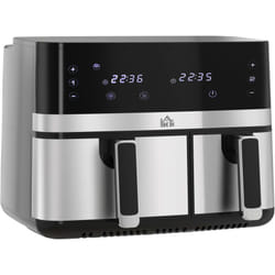 Homcom - Friteuse à air 2700W - air fryer - double compartiment 8,5L - 8 programmes, température réglable, timer, 2 paniers - noir