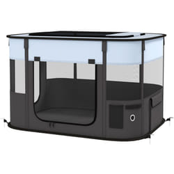 Pawhut - Parc pliable pour chien en tissu Oxford - fenêtres, portes en maille - sac de rangement - gris noir