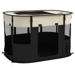Pawhut - Parc pour chien pliable dim. 94L x 74l x 60H cm tissu Oxford crème noir