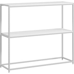 Homcom - Table console plateau étagère dim. 100L x 30l x 87H cm acier panneaux blanc