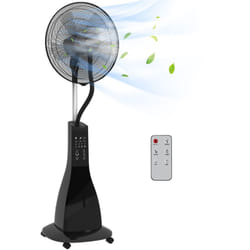 Homcom - Ventilateur oscillant inclinable sur pied roulettes brumisateur 2 en 1 - 90W - timer, 3 modes, 3 vitesses - télécommande - noir