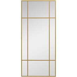 Miroir mural verrière rectangulaire - installation horizontal ou vertical - 4 crochets - dim. 110L x 50H cm - métal doré